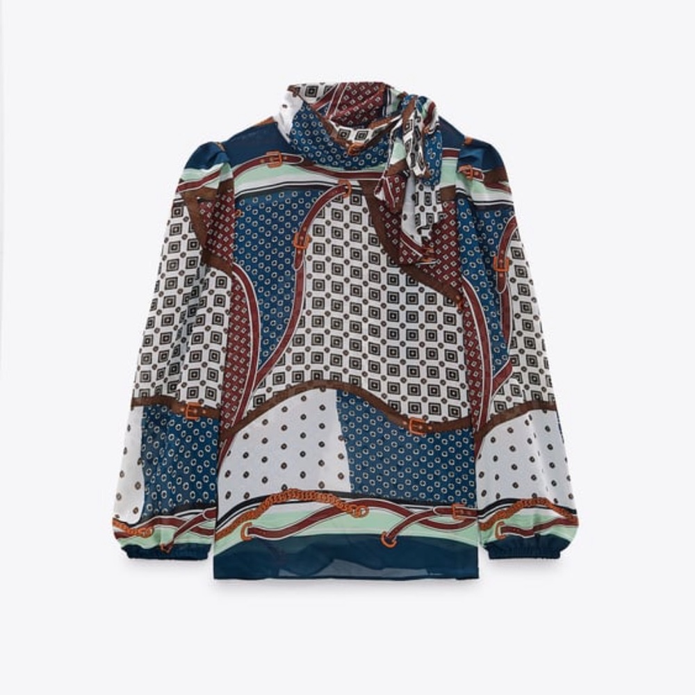 ZARA Multicolor Print Blouse - L - Picture 2 of 6